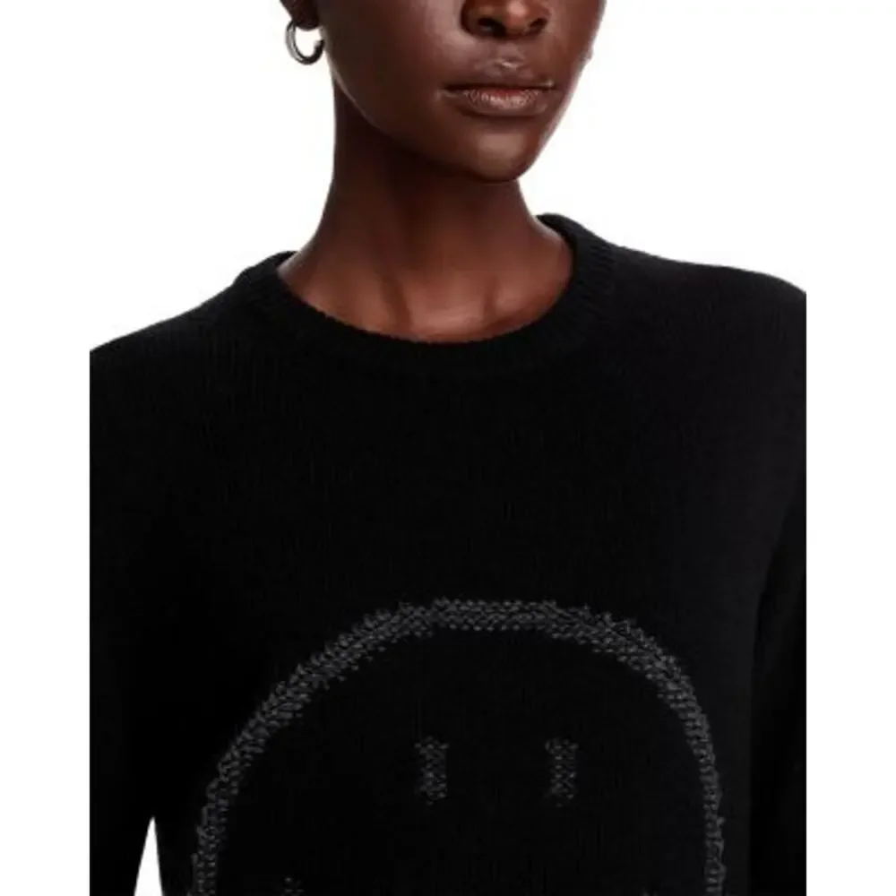 Joshua Sanders Women's Black Smile Knit Outline Sweater Size M NWT